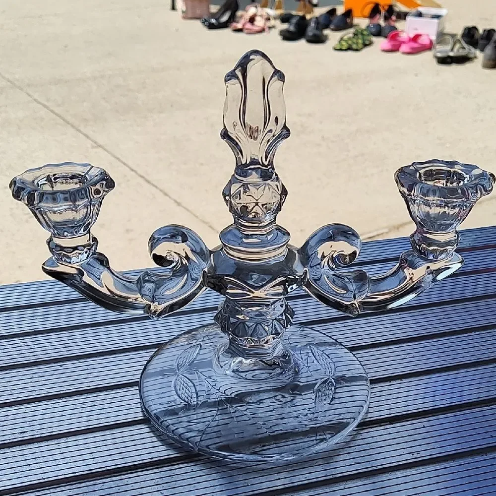 Vintage 1930s-1950s Duncan & Miller Sheffield Cut Glass Candlestick Holder